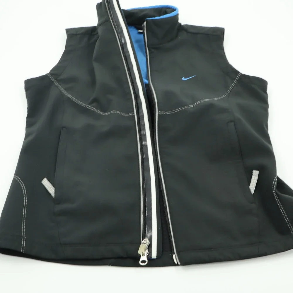 Nike Sphere Pro Womens Black‎ Blue Full Zip Running Vest H40307QVE Medium